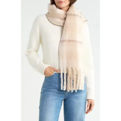 Steve Madden Brushed Oversized Plaid Scarf In Off White