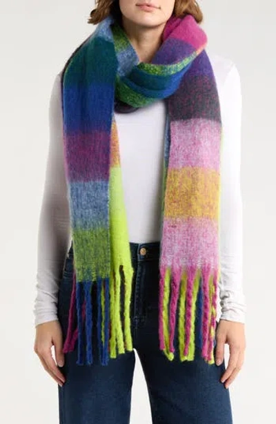 Steve Madden Brushed Plaid Blanket Scarf In Multi