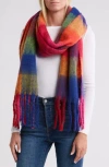Steve Madden Brushed Plaid Blanket Scarf In Warm Multi