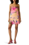 Steve Madden Bryar Floral Strapless Mesh Minidress In Gray