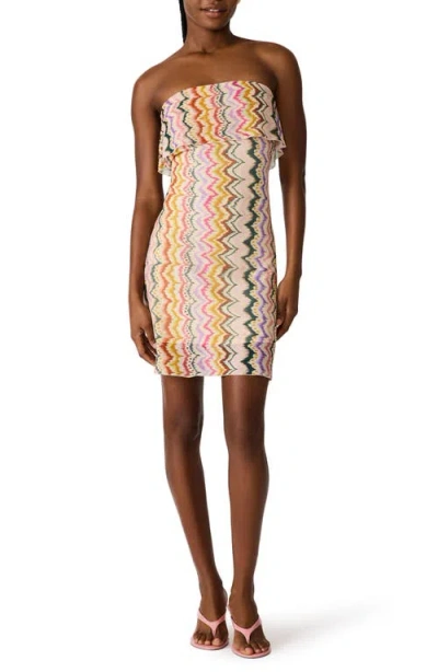 Steve Madden Bryar Print Strapless Dress In Multi