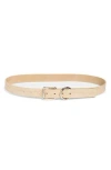 Steve Madden Buckle Croc Embossed Faux Leather Belt In White