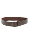 Steve Madden Burnished Edge Stretch Faux Leather Belt In Brown