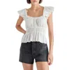 Steve Madden Button Front Peplum Top In Cloud