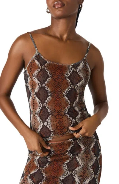 STEVE MADDEN STEVE MADDEN CAILY SNAKESKIN PRINT MESH CAMISOLE