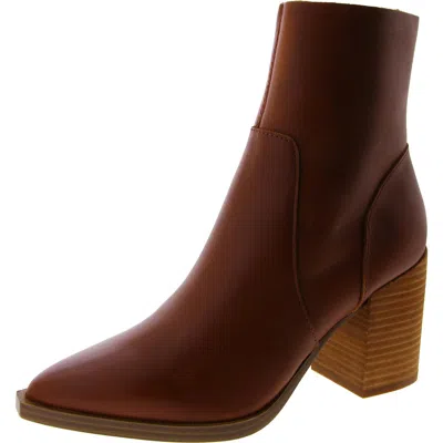 Steve Madden Calabria Womens Leather Comfort Insole Ankle Boots In Brown