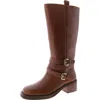 Steve Madden Calin Womens Leather Block Heel Knee-high Boots In Brown