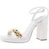 Steve Madden Camaron Womens Studded Square Toe Platform Sandals In White