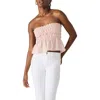 Steve Madden Cambria Strapless Smocked Peplum Top In Pink