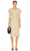 Steve Madden Cambrie Ruched Linen Blend Midi Dress In Field Of Rye