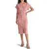 Steve Madden Cambrie Ruched Linen Blend Midi Dress In Blush