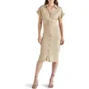 Steve Madden Cambrie Ruched Linen Blend Midi Dress In Wood Thrush