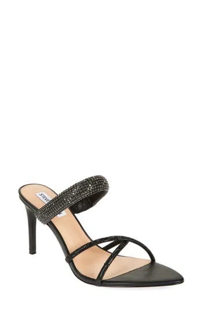 Steve Madden Camina Crystal Strap Slide Sandal In Black