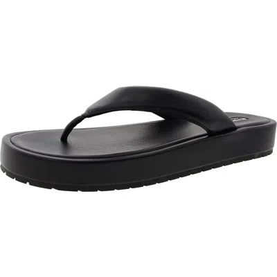 Steve Madden Campana Womens Padded Insole Faux Leather Thong Sandals In Black