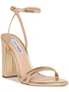Steve Madden Candid Womens Leather Metallic Slingback Sandals In Beige