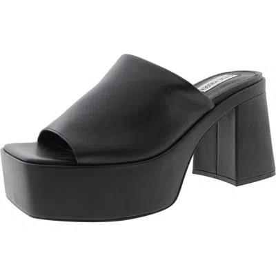 Steve Madden Capria Womens Embossed Leather Mule Sandals In Black