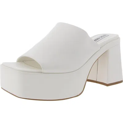 Steve Madden Capria Womens Embossed Leather Mule Sandals In White