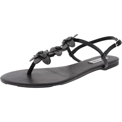 Steve Madden Caprina Womens Rosette Faux Leather Slingback Sandals In Black