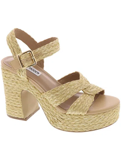 Steve Madden Carisma Womens Metallic Slingback Platform Sandals In White