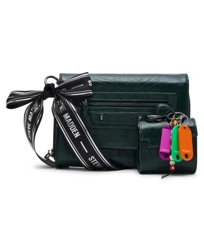 Steve Madden Carli Faux Leather Crossbody Wallet With Zipper Pocket In Green