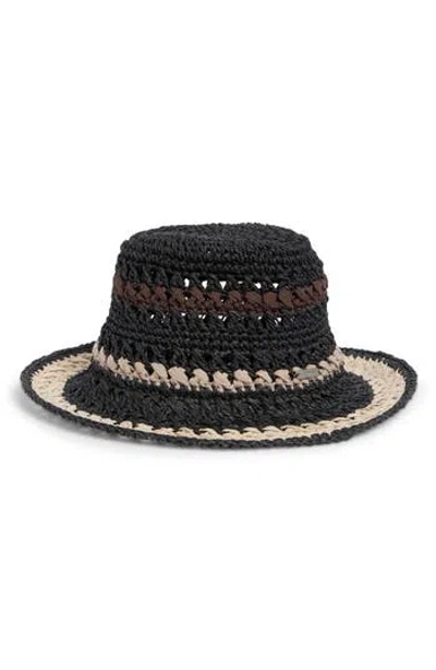 Steve Madden Carly Striped Crochet Bucket Hat In Black