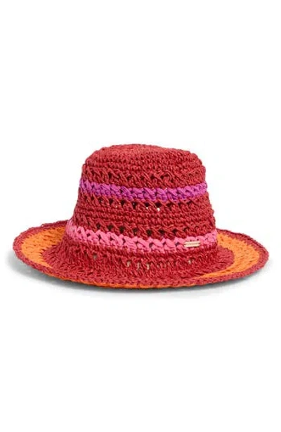 Steve Madden Carly Striped Crochet Bucket Hat In Red