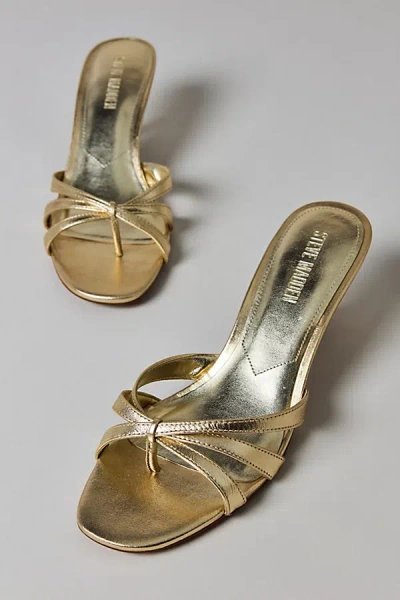 Steve Madden Cary Open Toe Heeled Sandal In Gold Leather, Women's At Urban Outfitters