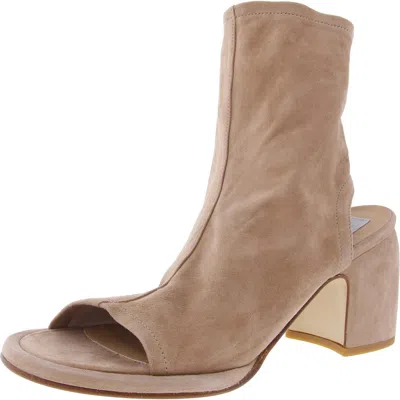 Steve Madden Cashel Womens Leather Open Toe Booties In Beige