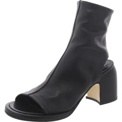 Steve Madden Cashel Womens Leather Open Toe Booties In Black