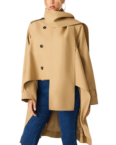 Steve Madden Caspian High Low Double Breasted Jacket In Brown