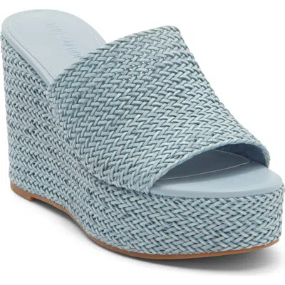 Steve Madden Cassi Platform Wedge Slide Sandal In Blue