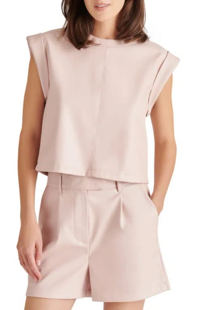 Steve Madden Cat Cap Sleeve Faux Leather Top In Rose Taupe