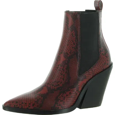 Steve Madden Caution Womens Pointed Toe Ankle Boots In Animal Print