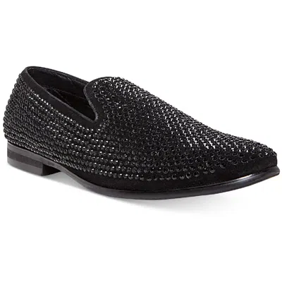 Steve Madden Caviarr Mens Suede Rhinestone Smoking Loafers In Black