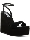 Steve Madden Cecee Womens Ankle Strap Open Toe Wedge Sandals In Black