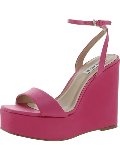 Steve Madden Cecee Womens Ankle Strap Open Toe Wedge Sandals In Pink