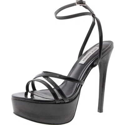 Steve Madden Celia Womens Strappy Patent Platform Sandals In Black
