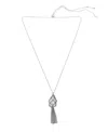 Steve Madden Chain Mesh Egg Pendant Necklace In Rhodium