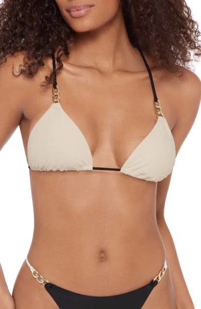Steve Madden Chain Triangle Bikini Top In White