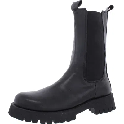 Steve Madden Char Womens Leather Lug Sole Mid-calf Boots In Black