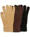 Steve Madden Chenille Magic Gloves, 3-pack In Brown