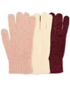 Steve Madden Chenille Magic Gloves, 3-pack In Brown