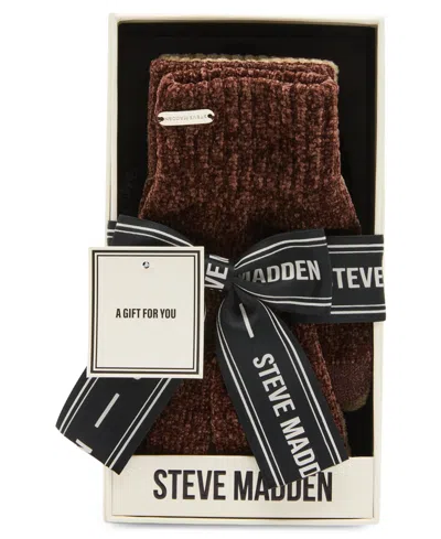 Steve Madden Chenille Magic Gloves, 3-pack In Brown