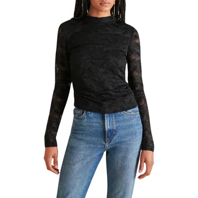 Steve Madden Cherie Lace Mock Neck Top In Black