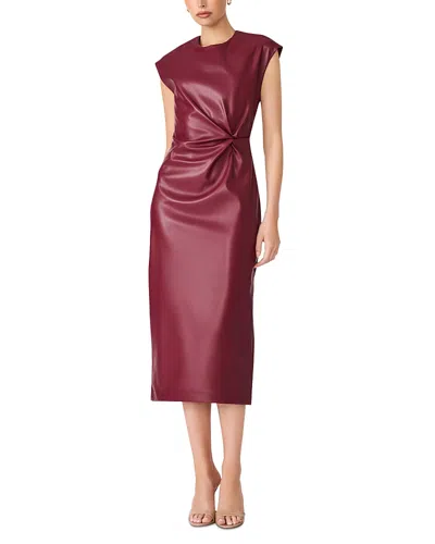 Steve Madden Chiara Faux Leather Dress In Burgundy
