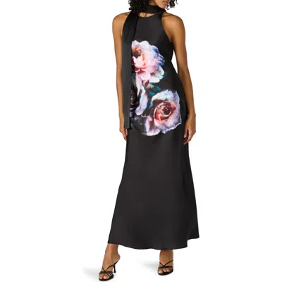 Steve Madden Christelle Sleeveless Satin Maxi Dress In Black