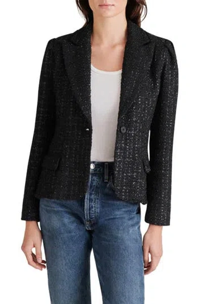 Steve Madden Cinched Tweed Blazer In Black