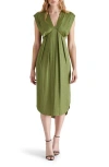 Steve Madden Clarissa Satin Midi Dress In Burnt Olive