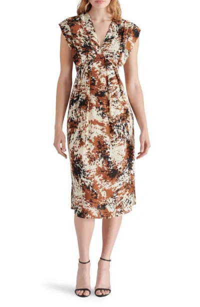 Steve Madden Clarissa Satin Midi Dress In Cacao