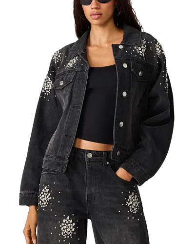 Steve Madden Clarke Cotton Blend Embellished Jacket In Black